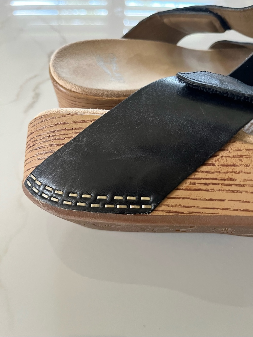 Dansko Black Leather Slide Sandals with Wide Straps - Picture 3 of 4